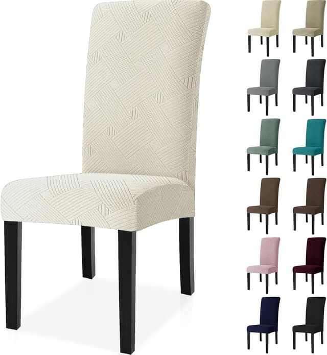 Detalle de Ystyle Housse de chaise 6 pièces extensible (crème) pour salle à manger