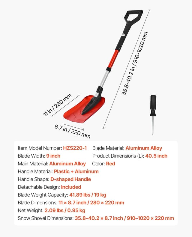 Thumbnail 6 de VEVOR 9-in Foldable Snow Shovel ⚙