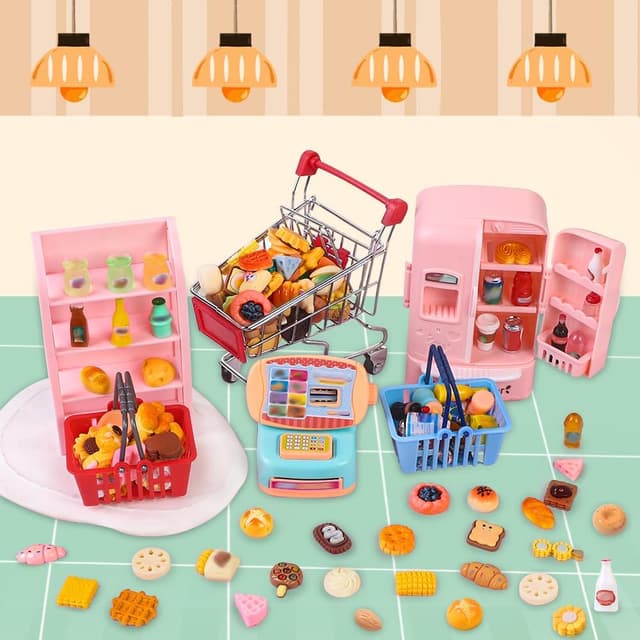Thumbnail 6 de DULEFUN 143-Piece Mini Shopping Cart Set for Dollhouse & Pretend Play