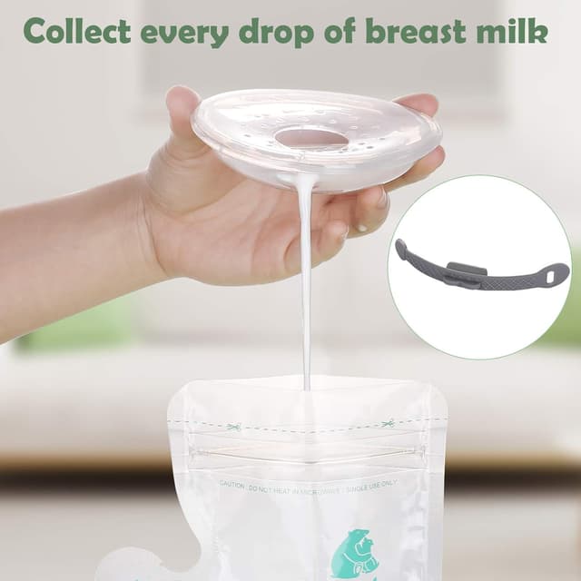 Detalle de Lictin Milk Collection Shells (2-pack) with 10 Milk Storage Bags, 70ml Silicone Milk Collector