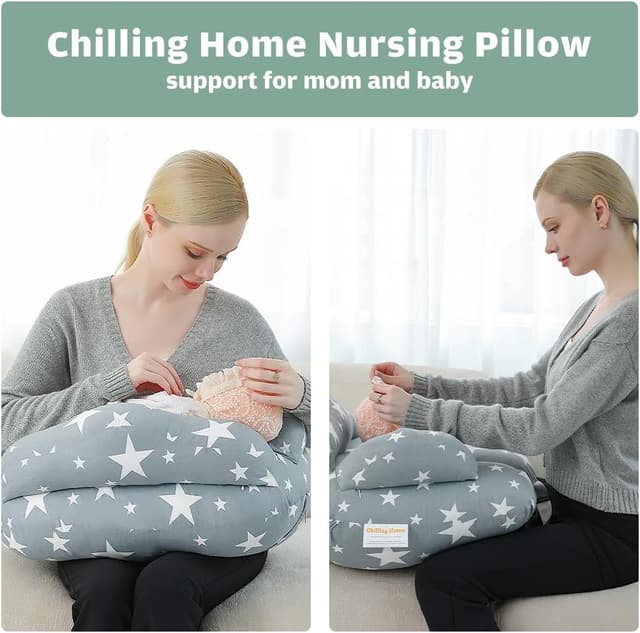 Detalle 2 de Chilling Home Stillkissen – verstellbares Schwangerschafts- und Stillkissen mit Baumwollbezug
