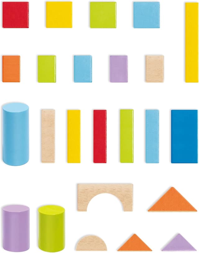 Detalle de Hape Wunderbare Holzbausteine – 101-teiliges Set bunter Klötze ab 12 Monaten
