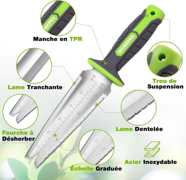 Detalle 2 de WORKPRO couteau de jardin multifonction denté