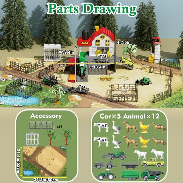 Thumbnail 5 de Frontoytall Farm Toy Set 49-piece playset