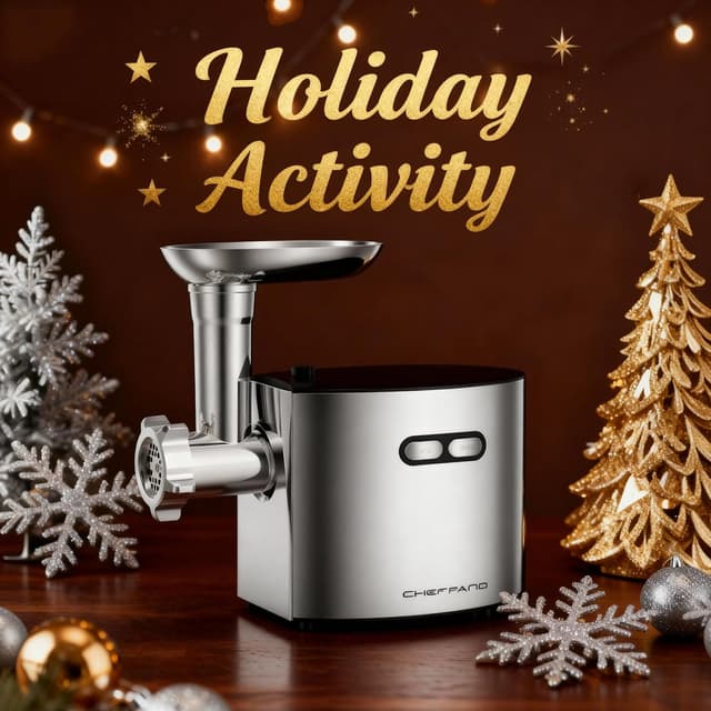 Thumbnail 1 de CHEFFANO Meat Grinder with 3 Plates and Sausage Tubes 🍖