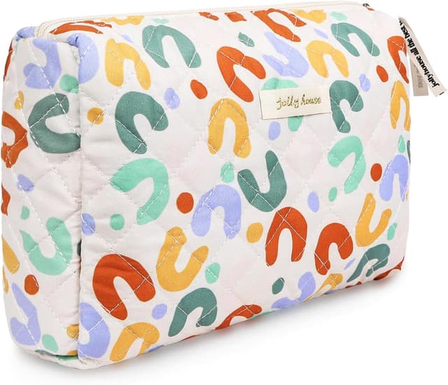 Detalle de Aucuu Borsa da toilette da viaggio floreale in cotone con coulisse e organizer interno