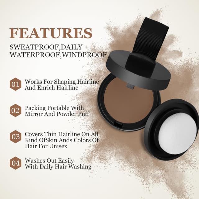 Detalle de LOPHE Ansatzpuder für Männer & Frauen (10# rötlich braun) – Haarverdichtungs-Ansatzconcealer zum Auffüllen dünner Haare