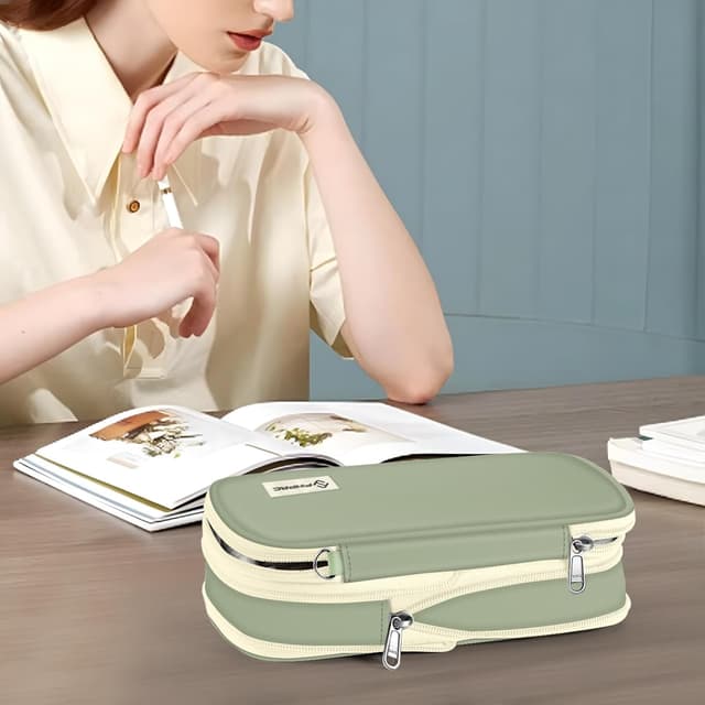 Thumbnail 6 de FINPAC Federmäppchen Federtasche erweiterbar (ZA – Grün) – Stifteetui mit Organizer und Netzfach