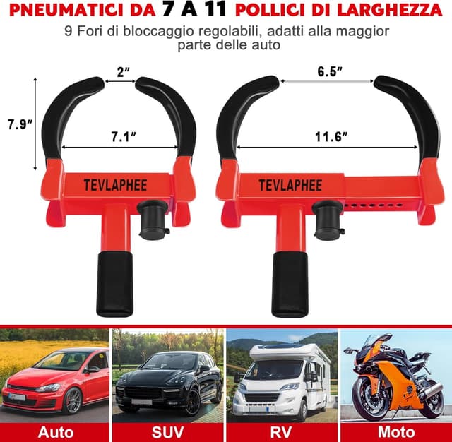 Thumbnail 5 de Tevlaphee Blocca Ruota Alta Sicurezza 19–30 cm