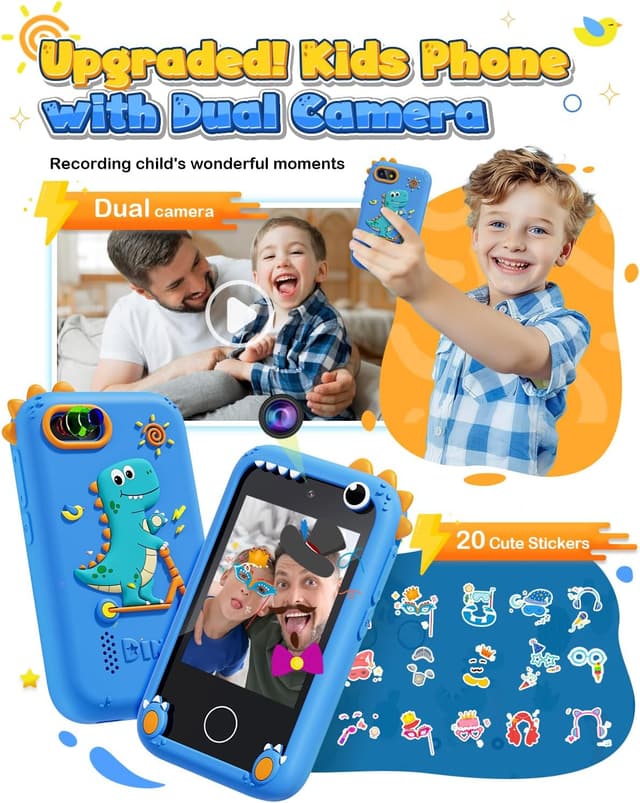 Detalle de BAISIQI Kids Smart Phone (Dinosaur Phone) for Boys 3–8 with Dual Camera & 2.8" Touchscreen