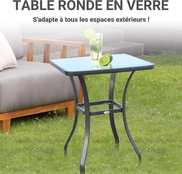 Thumbnail 3 de Outsunny table bistro carré 68 cm gris