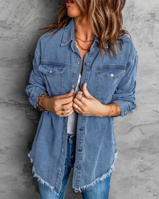 Detalle 2 de Vetinee Oversized Denim Shacket Blue đ