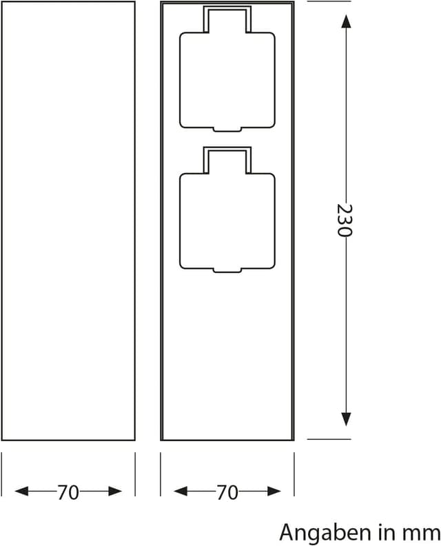 Detalle 2 de ledscom.de 2er-Set Garten-Steckdosensäule POMI aus Edelstahl, IP44 (2-fach), anthrazit, eckig, 23 cm