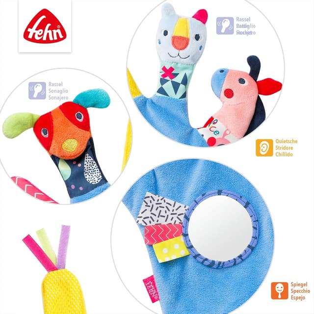 Detalle 2 de Fehn Colour Friends Guante de Juego con Marionetas Bebe 🐶🐱🦄