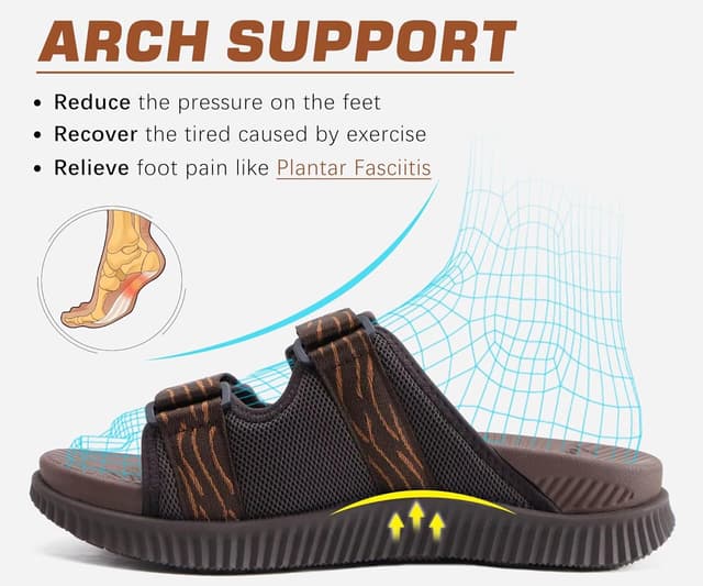 Detalle 2 de KuaiLu Men’s Orthotic Athletic Slide Sandals with Arch Support & Adjustable Strap