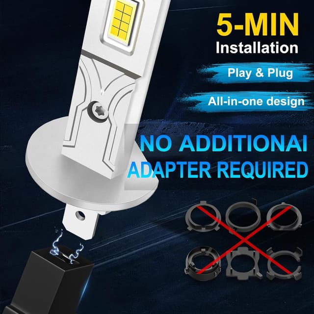 Detalle de Sycreek Lampadine LED H1 12V 6500K bianco freddo, 30.000 lm IP68 (plug-n-play)