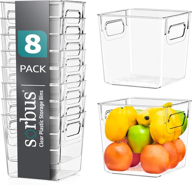 Thumbnail 6 de Sorbus Large Clear Plastic Storage Bins (8-Pack) with Built-In Handles for Shelves, Closets, Pantry, Fridge & Freezer
