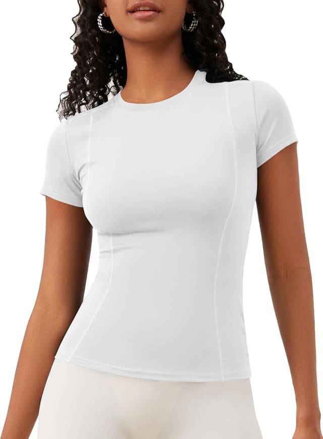 Detalle de IECCP Women’s Gym Shirts Workout, Yoga & Running Sports Tops (Quick-dry, Short Sleeve)