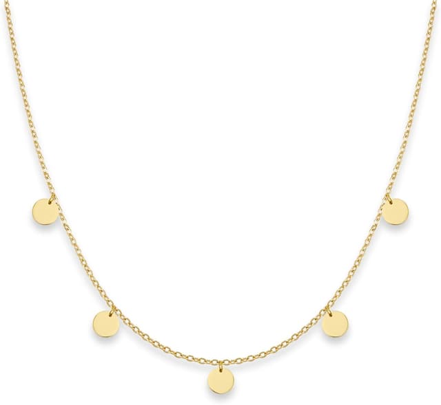 Detalle de GD GOOD.designs Kette mit Plättchen (5 Coin) für Damen – wasserfest, verstellbar – 18K Gold/ Silber/ Roségold