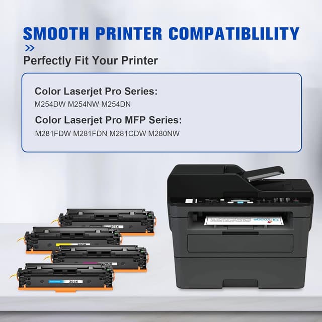 Detalle 2 de Q-image lot de 4 cartouches de toner 203X/203A (noir + cyan/jaune/magenta) pour HP Color LaserJet Pro