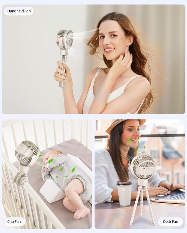 Thumbnail 6 de KIDEE Portable Pram Fan – rechargeable clip-on stroller fan with digital display