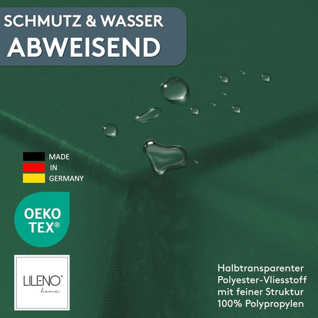 Detalle de LILENO HOME Tischdeckenrolle 1,10 x 25 m – grüne Vlies-Einweg-Tischdecke als Rolle