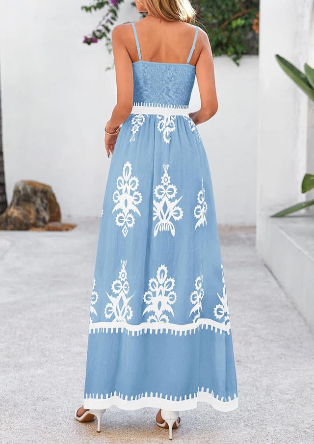 Detalle 2 de PRETTYGARDEN 2026 Floral Summer Dress for Women (Spaghetti Strap, Flowiy Boho Maxi)