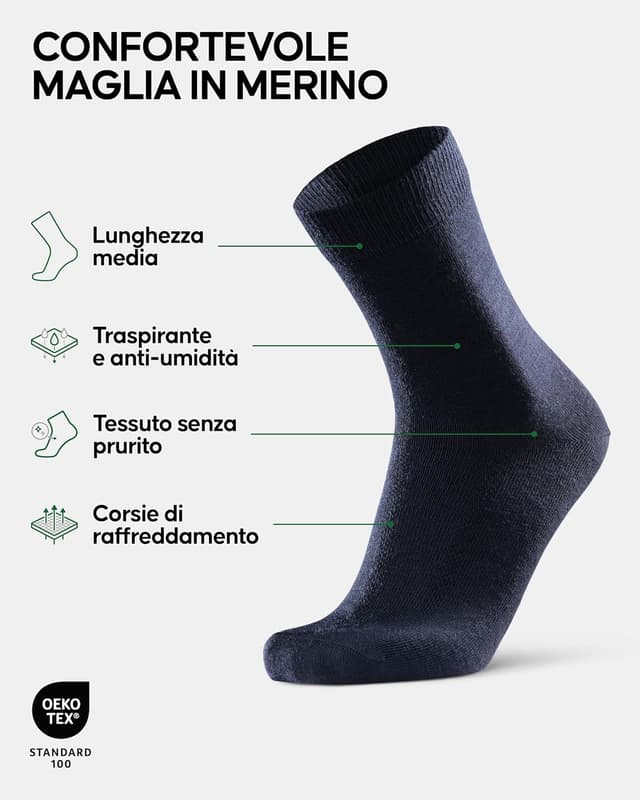 Detalle 2 de Danish Endurance Calze in lana Merino traspiranti classiche (3 paia) blu scuro 43-47