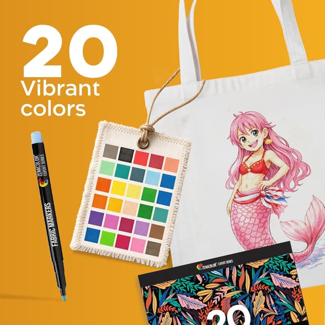 Detalle 1 de Zenacolor 20 Fabric Markers Pens Set 20pc