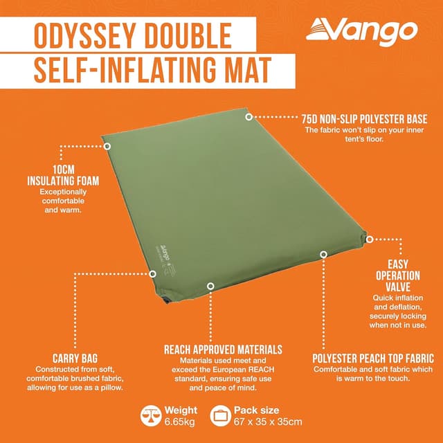 Thumbnail 2 de Vango Odyssey double camping mat 10cm