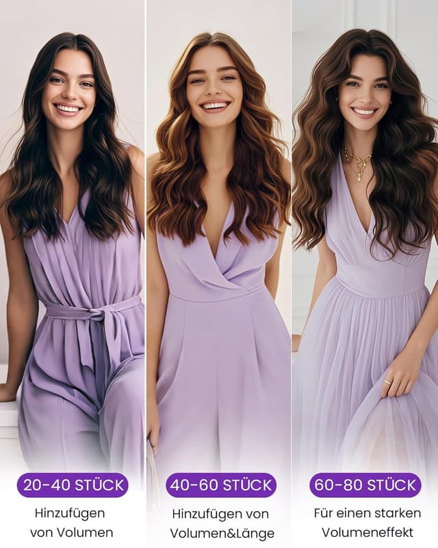 Thumbnail 6 de LaaVoo Tape Extensions Echthaar Schwarz 45 cm (20 Stück, 50 g) – Tape-in Echthaar für natürliche Längen