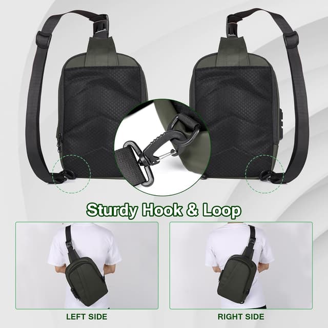 Detalle de Geestock Anti-Theft Men’s Sling Bag with Password Lock, Waterproof Crossbody with USB Charging Port (PU Leather)