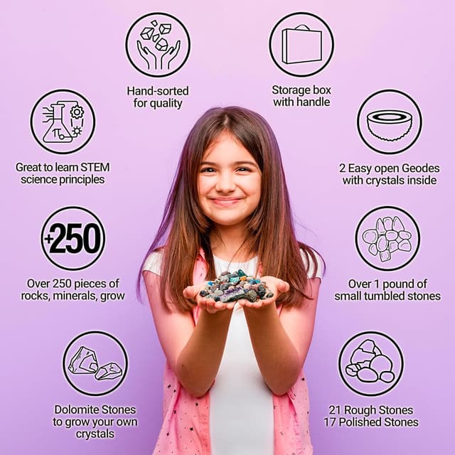 Thumbnail 5 de DANCING BEAR Rock, Mineral & Geodes Kit 250 pc 🪨