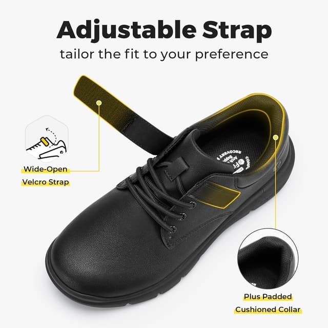 Detalle 2 de FitVille Mens Extra Wide Fit Diabetic Shoes with Adjustable Strap – Comfortable leather walking shoes for swollen feet & plantar fasciitis