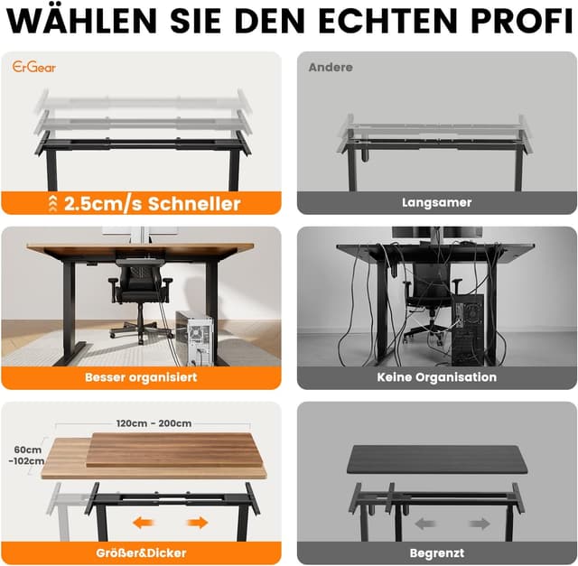 Thumbnail 5 de ErGear Höhenverstellbarer Schreibtisch 120 kg
