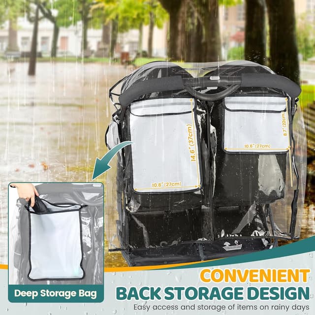 Thumbnail 4 de Orzbow Universal Rain Cover for Double Pushchair ๐