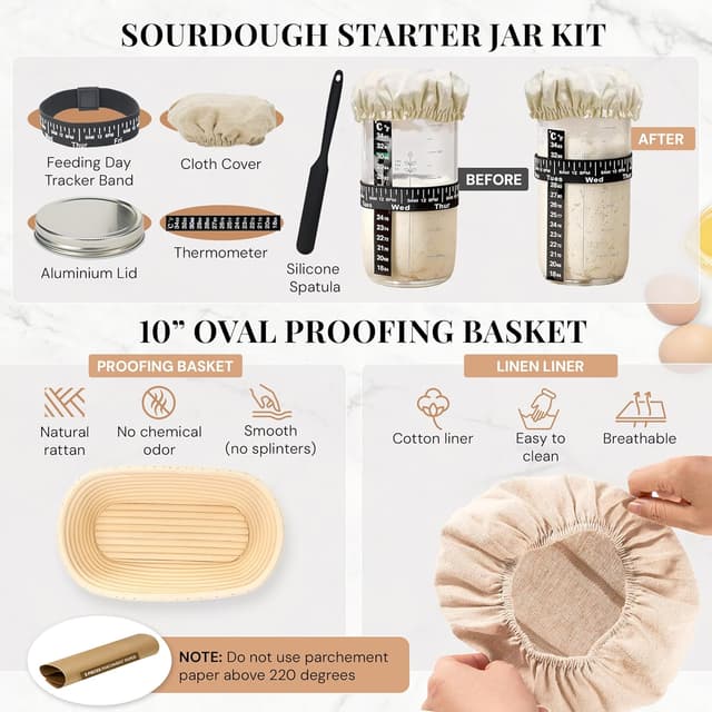 Thumbnail 2 de Mirafolk Sourdough Starter Kit 10in proofing basket