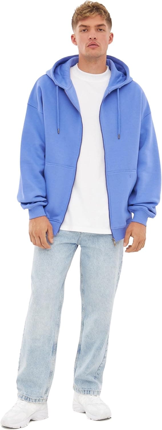 Detalle de Johnny Urban Felpa con zip Caleb unisex oversize con cappuccio in cotone