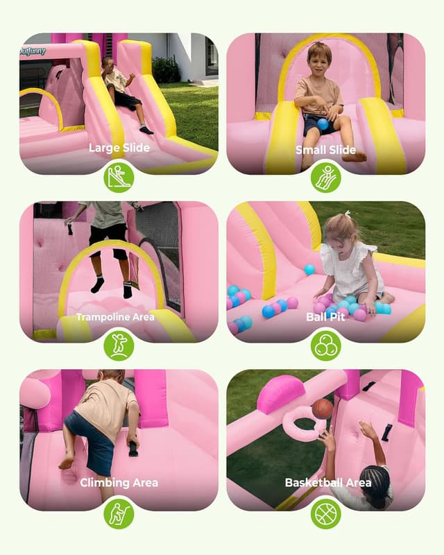 Detalle 2 de Outfunny Inflatable Bounce House 450W blower 🏰