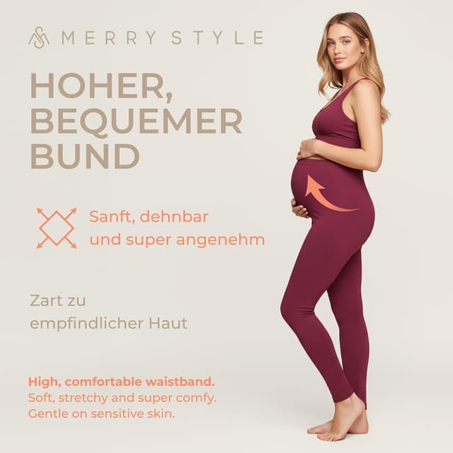 Detalle 2 de Merry Style Damen Lange Umstandsleggings aus Viskose MS10-297