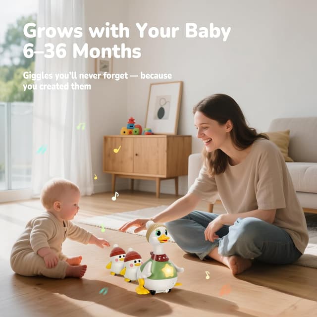 Detalle de Hestiasko Baby Toys Tummy Time Duck Set (6–12 Months) with Lights, Sounds & Magnetic Play Modes