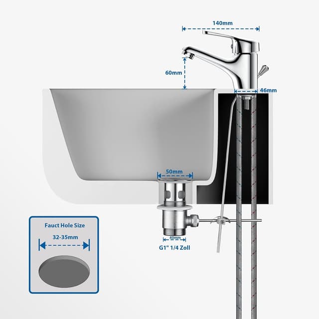 Detalle 2 de Rubinetto bagno lavabo AuraLum miscelatore monocomando in ottone cromato con scarico a saltarello