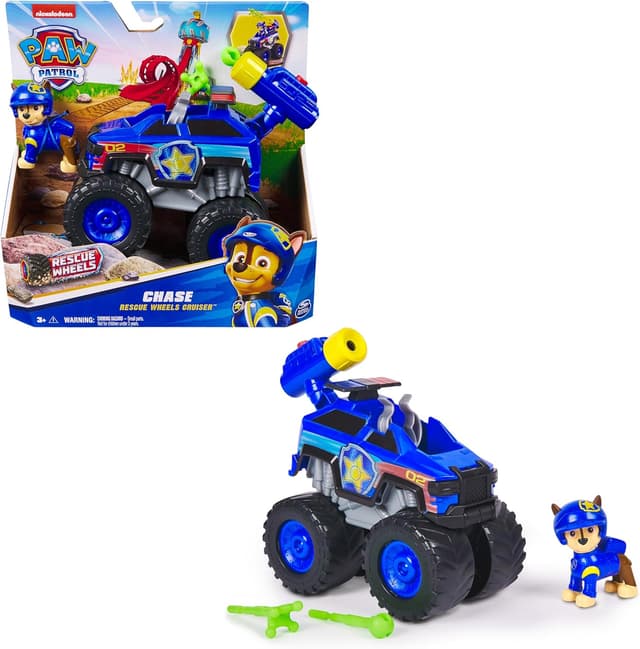 Detalle de Paw Patrol Rescue Wheels „Chases Monstertruck“-Fahrzeug mit Chase-Figur (Rescue-Wheels-Set, ab 3 Jahren)
