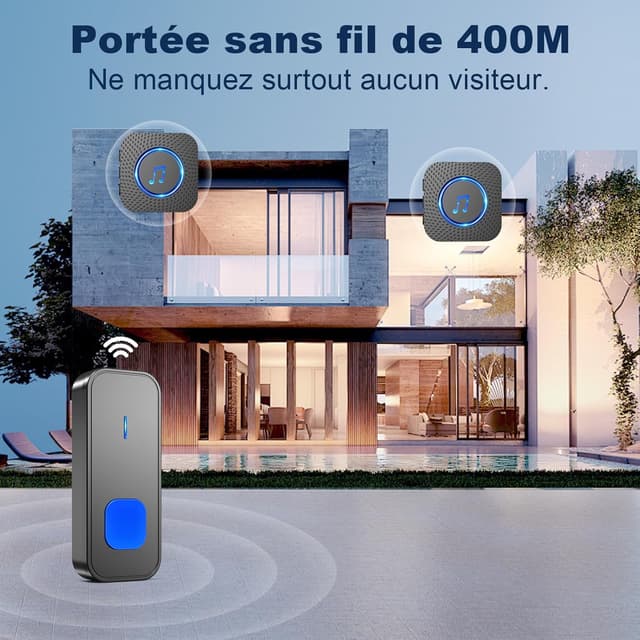 Thumbnail 1 de SURFOU Sonnette sans fil 400 m đź””