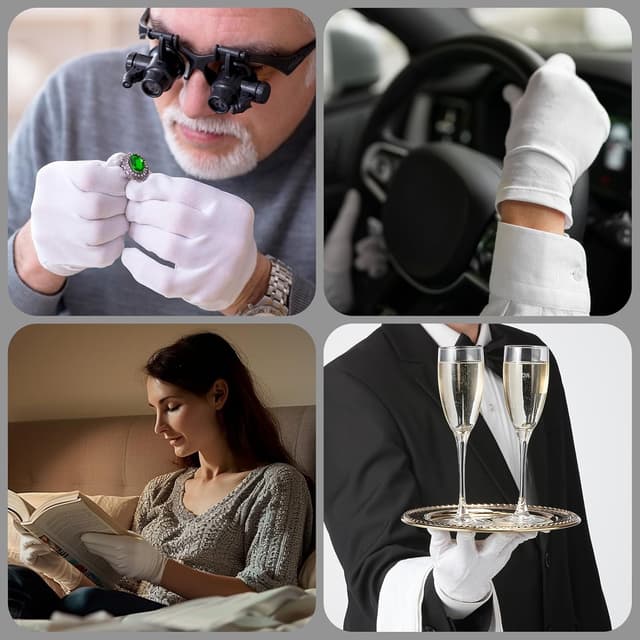 Detalle 2 de AovYoo 6 paia di guanti di cotone idratanti sottili traspiranti in maglia (bianco)