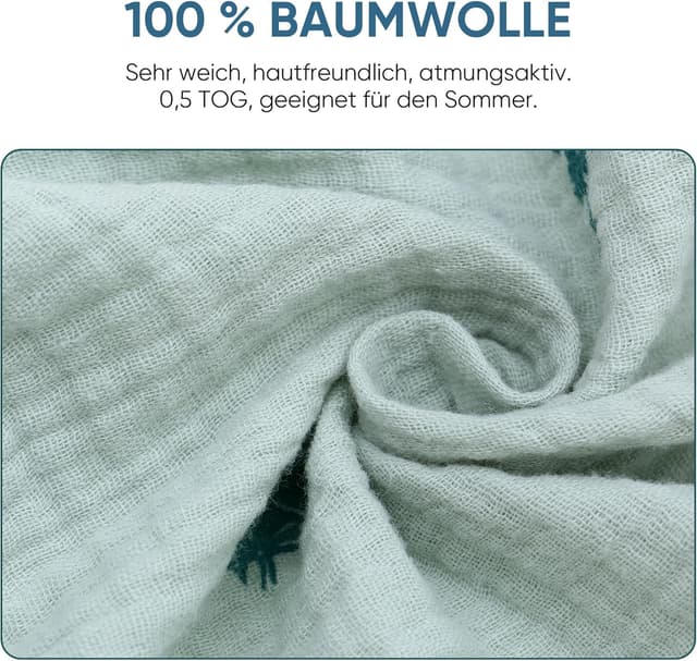Detalle de 2er-Set amo nenes Baby-Schlafsack Sommer mit Füßen 0,5 Tog aus Baumwolle (Musselin) – Jungen & Mädchen