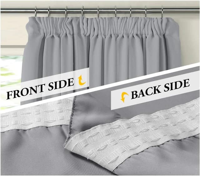 Detalle 2 de BellaHills Blackout Tape Top Curtain Drapes (2 Panels) – Dove Grey, 90 x 90 inch