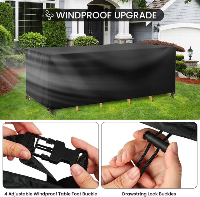 Detalle de Housse de salon de jardin AOOWU 170×95×71 cm : protection imperméable, coupe-vent et anti-UV