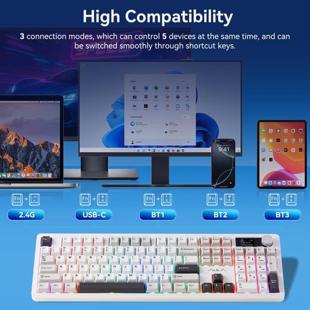 Thumbnail 2 de AULA F106PRO Mechanical Wireless Keyboard 8000mAh ⌨