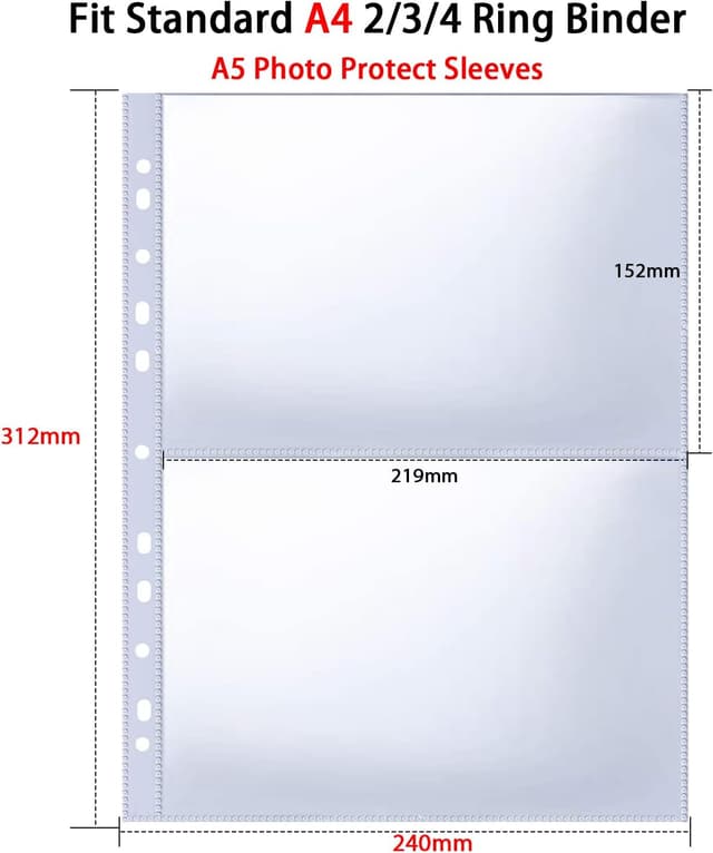 Detalle 2 de A4 Photo Sleeves Pack 30, 2‑compartment top‑load